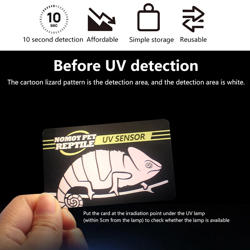 Reptile UVB Light Lamp Bulb Test Card UV Tests Paper Tester Meter Pet