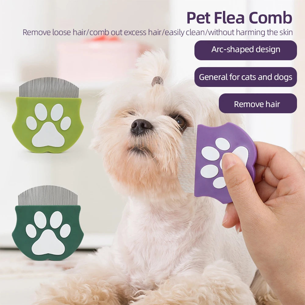 Pet Grooming Comb - Flea Comb for Cats & Dogs, Curved Design for Face