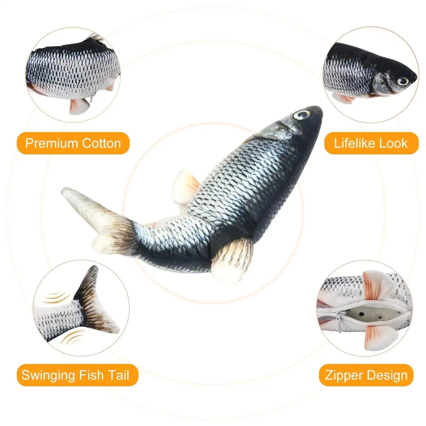 Pet Cat Pet Dog Soft Plush Toy USB Charging Simulation Fish