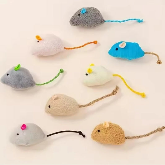 Hot 3/7PCS Interactive Plush Rat And Cat Toys With Durable Linen