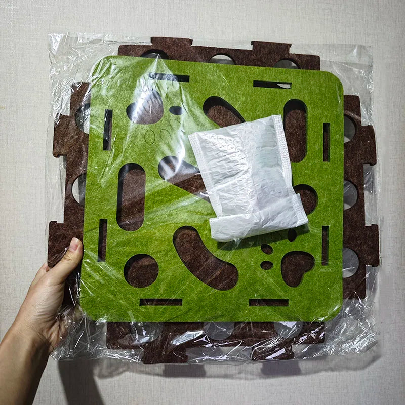Pet Cat Puzzle Maze Holes Toys Felt Box With Bell Ball Kitten Playing