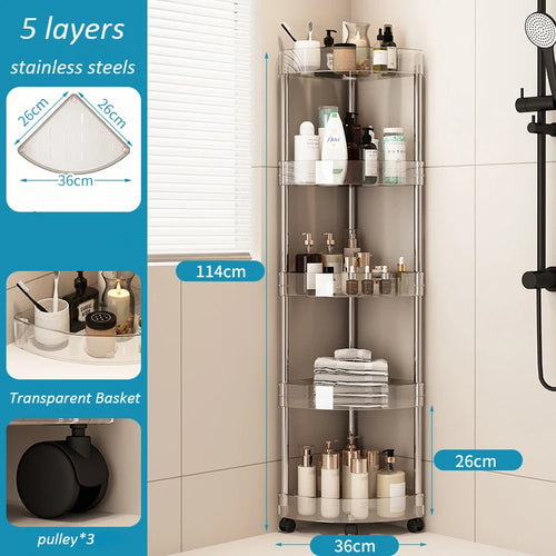Fashion Rack Multi-Layer Transparent Bathroom Shelf Washbasin Storage