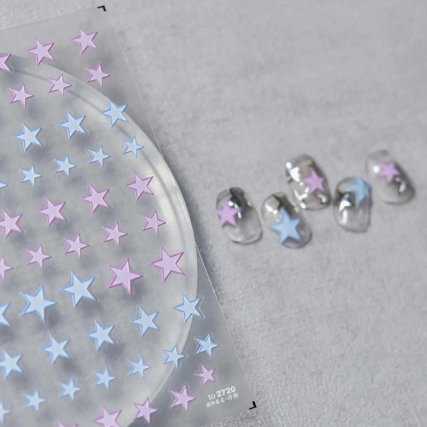 1pcs 5D Relief Kawaii Colorful Star Nail Art Stickers Multi Macaron