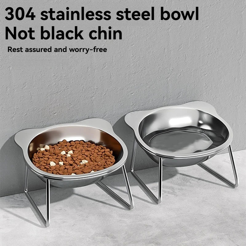 Stainless Steel Pet Bowl Slanted Anti Cervical Spondylosis for Cats