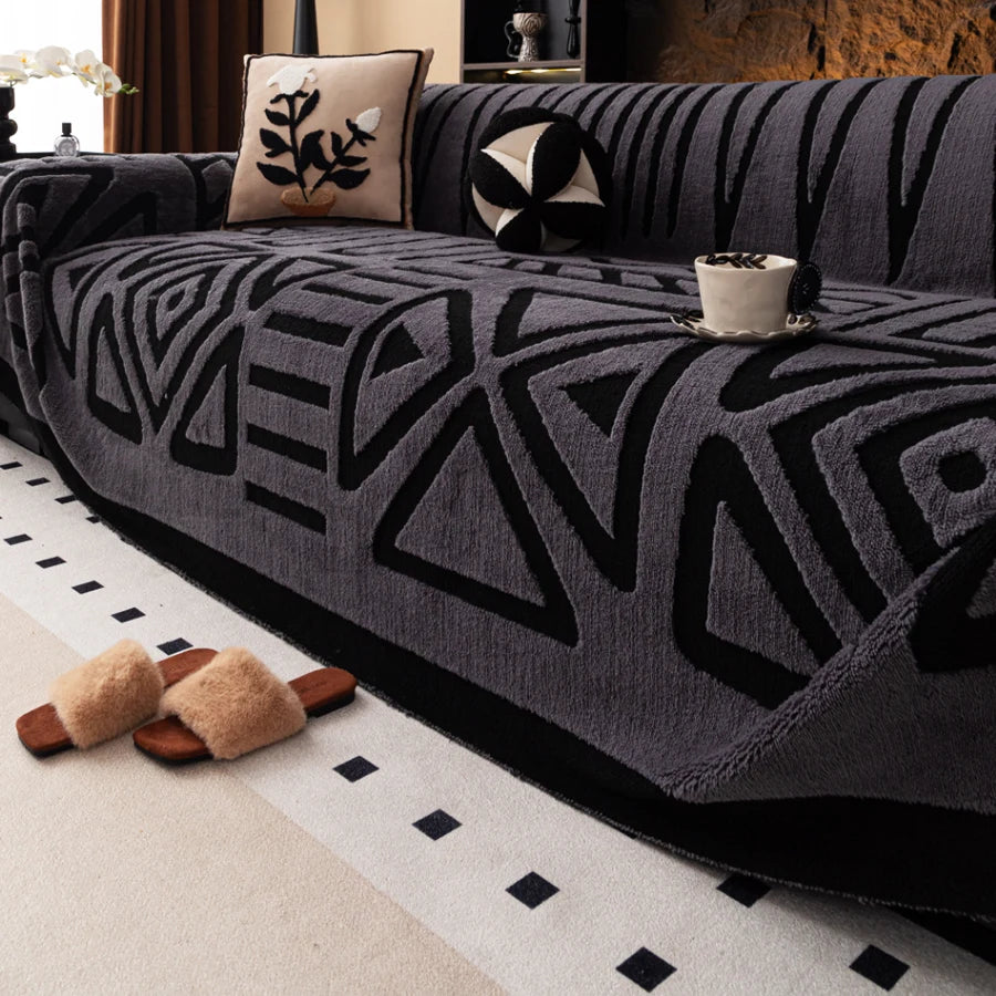 1pc New Bohemian Style Sofa Protector, Vintage Interlaced Comfortable