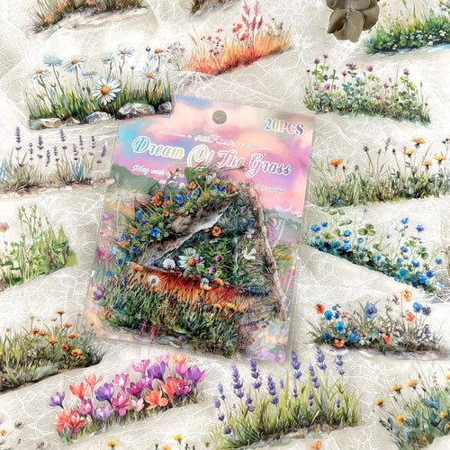 20 Pcs Plants Flowers Clusters Stickers Landscape Deco Materials DIY