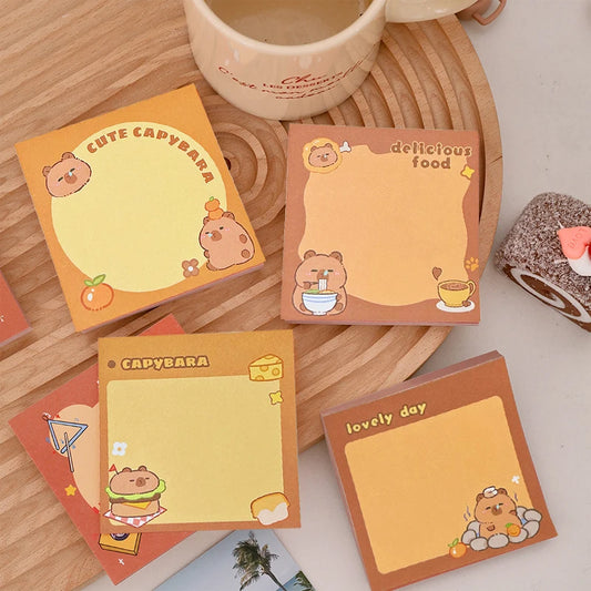 50/200PCS Cute Cartoon Capybara Memo Pad Stickers School Supplies