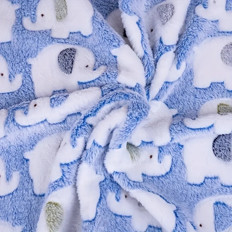 Soft and Cozy Cartoon Elephant Pet Blanket for Dogs and Cats Flannel