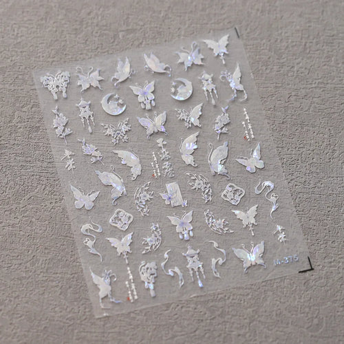 1Pcs 5D Embossed Aurora Butterfly Nail Art Stickers Self Adhesive