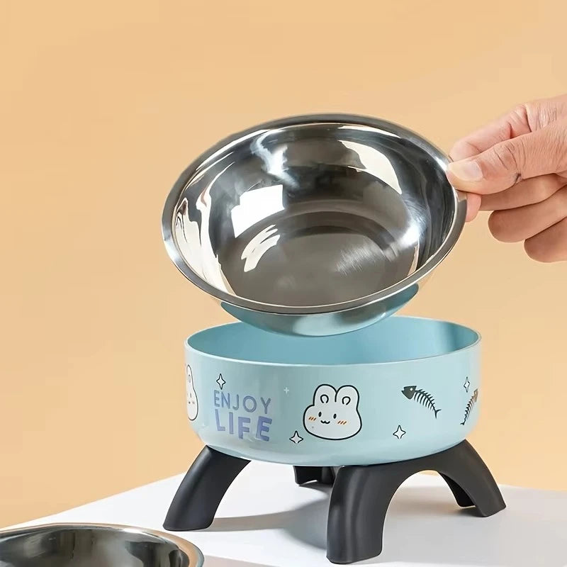 Stainless Steel Pet Bowl – Anti-Tip Elevated Design with Non-Slip