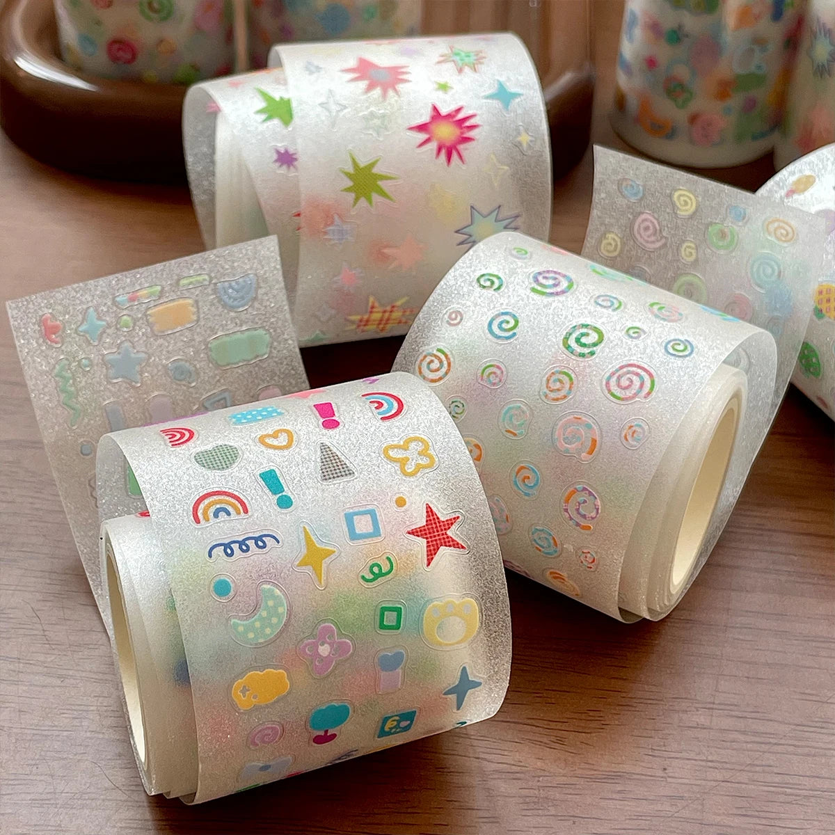 PET Sticker Tapes Basic Material for Scrapbooking Vortex Mushroom