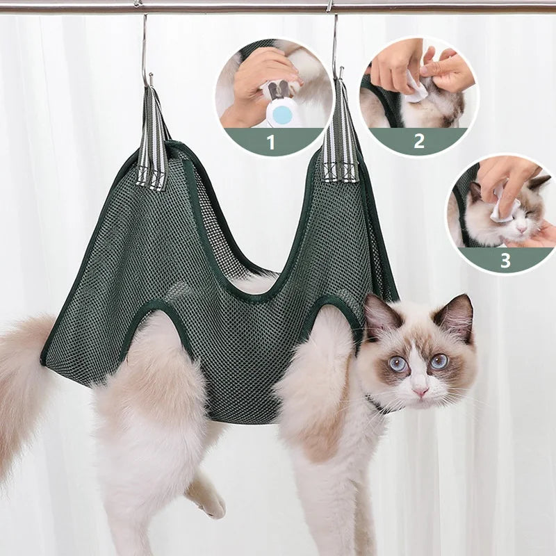 Dog Cat Grooming Hammock Fixed Bath Bag for Nail Cutting Anti Scratch