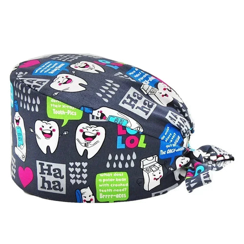 Cartoon Doctor Operating Room Pattern Printed Nursing Head Cap Lab