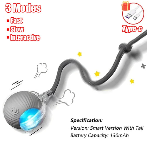 New Cat Interactive Ball Toy Automatic Rolling Ball Faux Tail