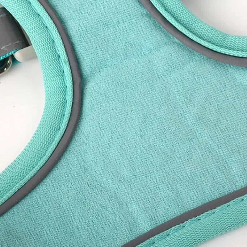 Booteely Pet Suede Chest Harness Vest Dog Cat Strap Reflective Leash