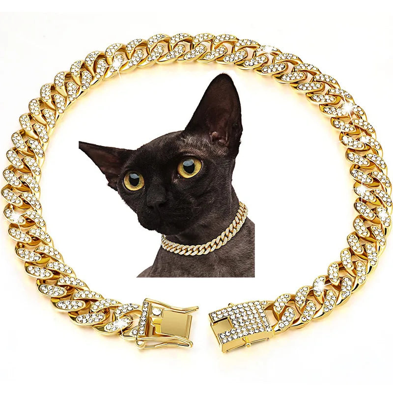 Golden Dog Collar Dog Necklace Hip Hop Style Dog Gift Golden Nice