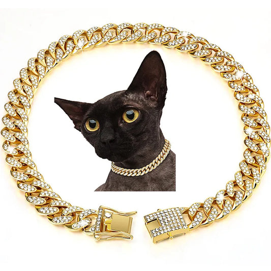 Golden Dog Collar Dog Necklace Hip Hop Style Dog Gift Golden Nice