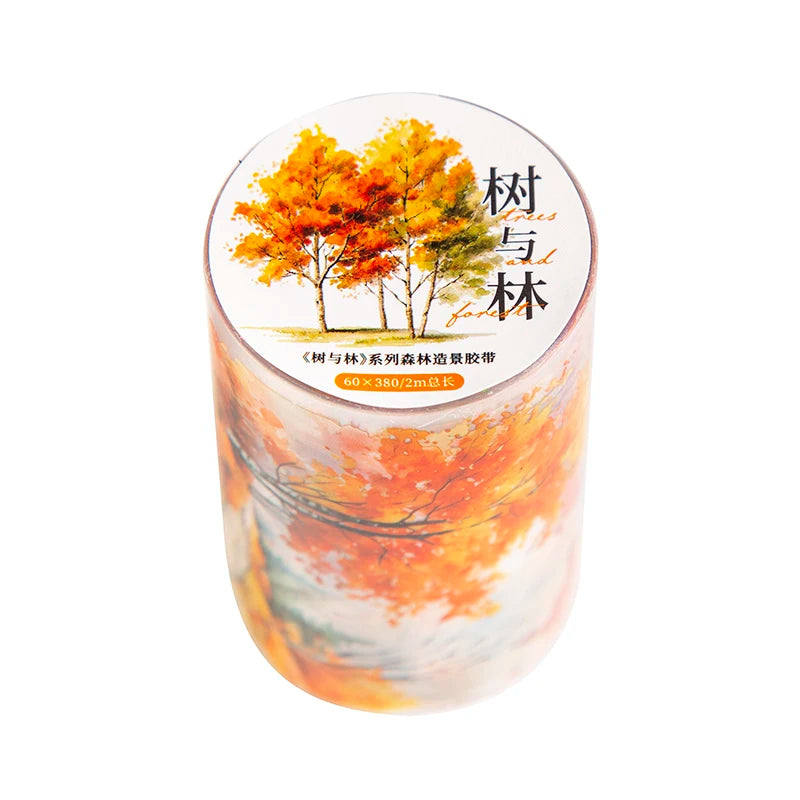 60mm*2m Forest PET Tape Collage Decor Junk Journal DIY Scrapbooking