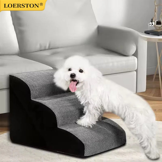 Pet 2/3 Step Dog Stair Cat Pet Ramp Ladder Washable Non Slip Removable