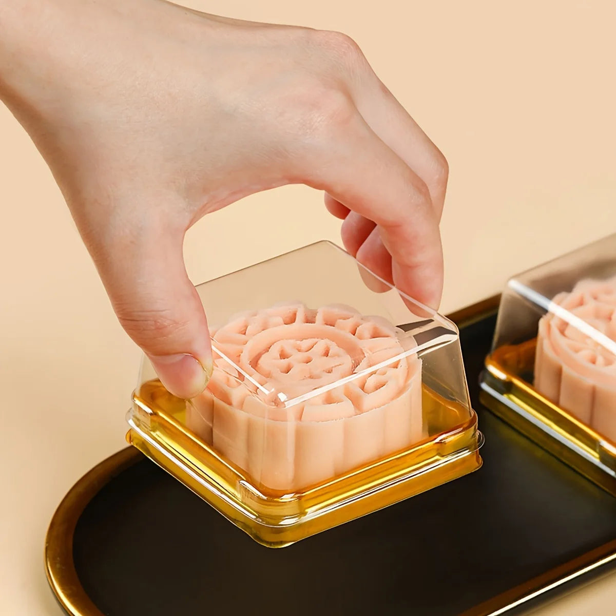 50pcs Clear Plastic Mini Cake Box Set  Baking and Kitchen Tools, ldeal