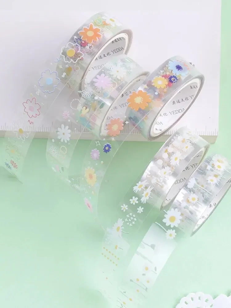 5 Rolls Transparent Decorative Tape PET Waterproof Self-Adhesive
