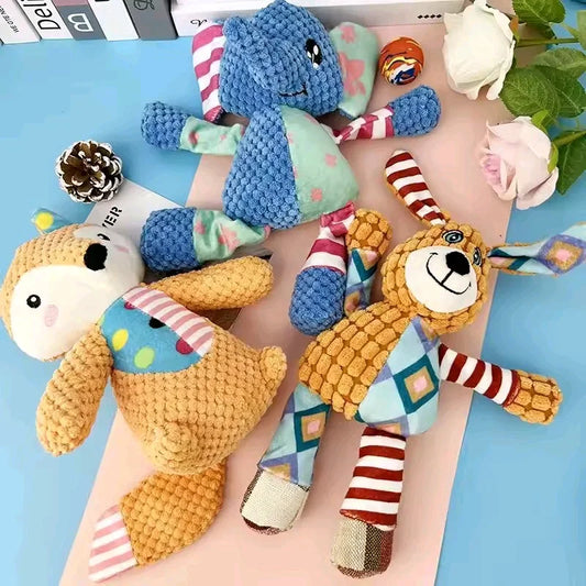 New elephant toy patchwork rabbit fox toy dog toy sound pet plush chew