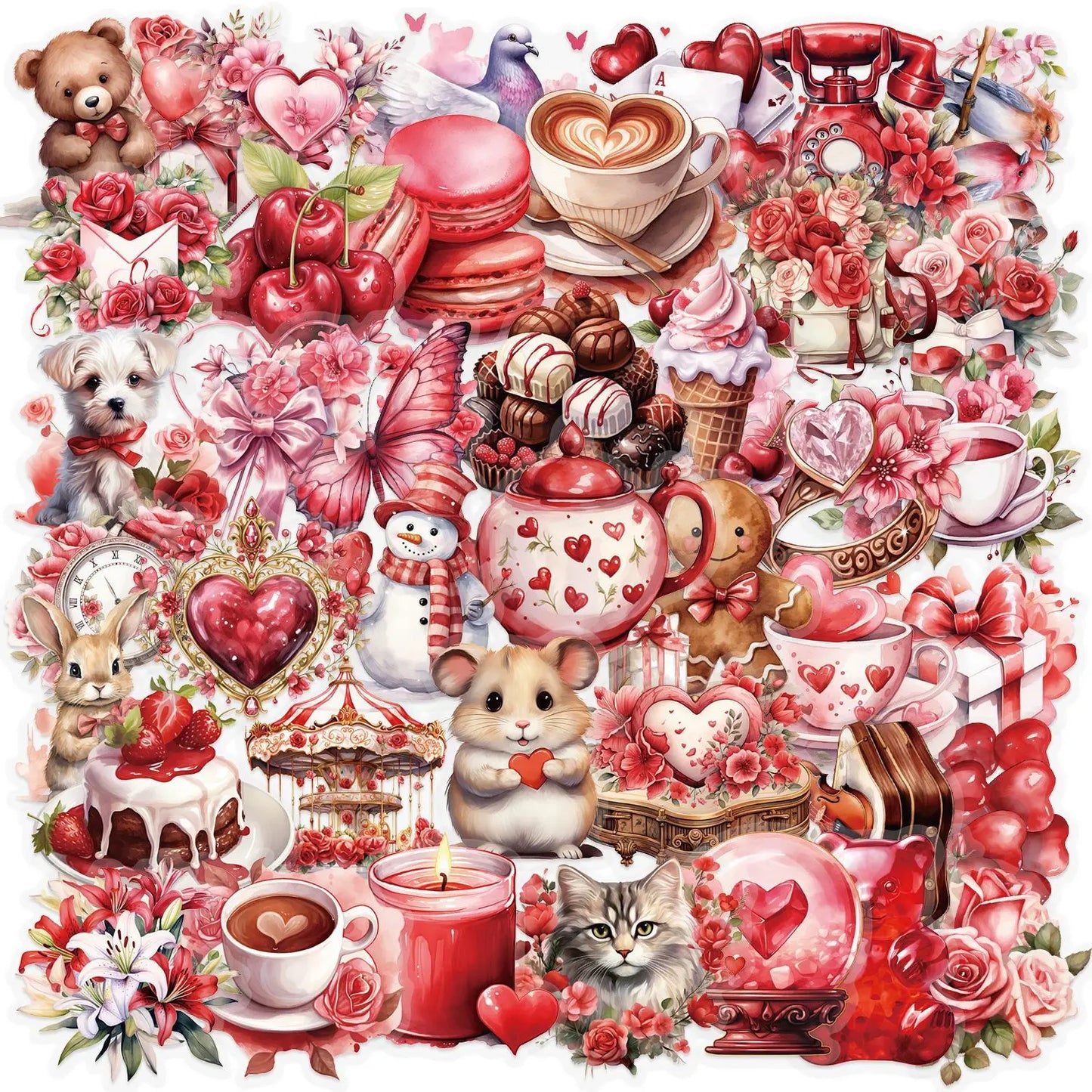 50 PCS Transparent Cartoon Confession Gift Sticker Pack Waterproof