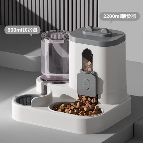 Dog & Cat Automatic Feeder & Waterer Set: Gravity Design, Leak-Proof,
