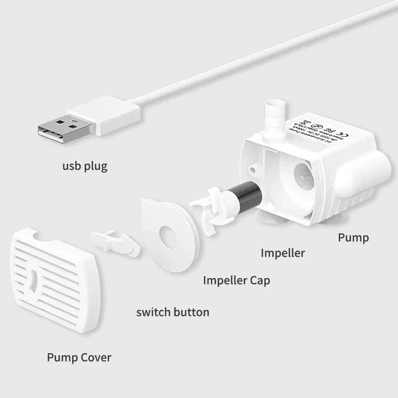 USB Water Pump For Multiple Styles Pet Cat Water Fountain Auto Cat Dog