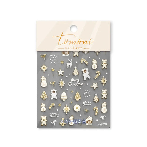 5D embossed nail art sticker high quality Christmas series nail