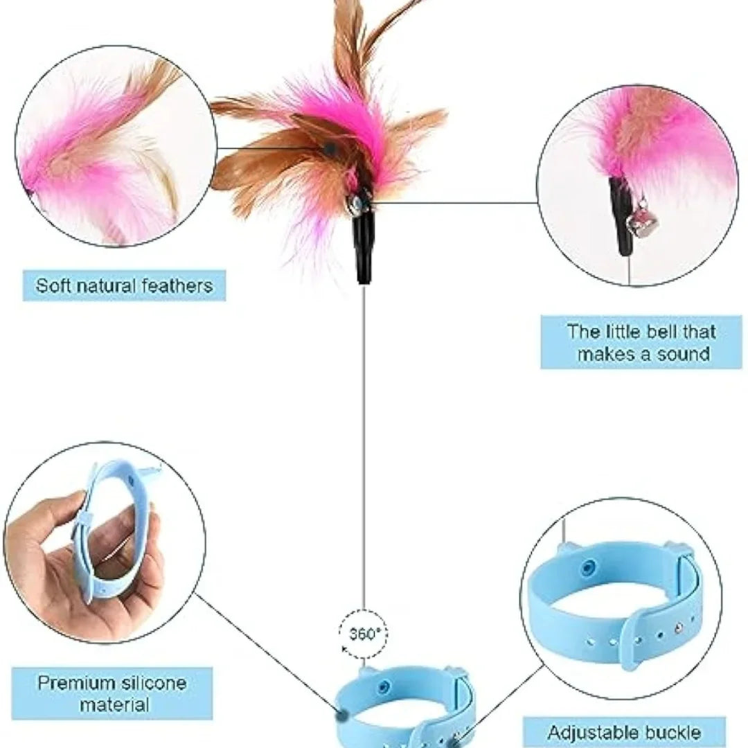 Cat Collar Toy Attached, Silicone Cat Teasing Wand Adjustable Cat