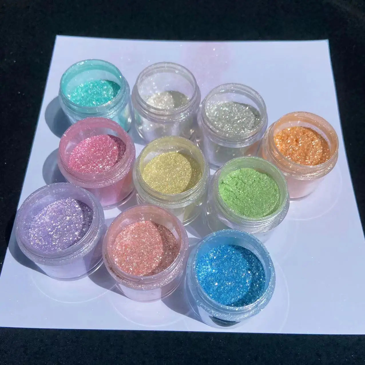 10Colors Sparkly Nail Glitter Powder Rainbow Crystal Diamond Pigment