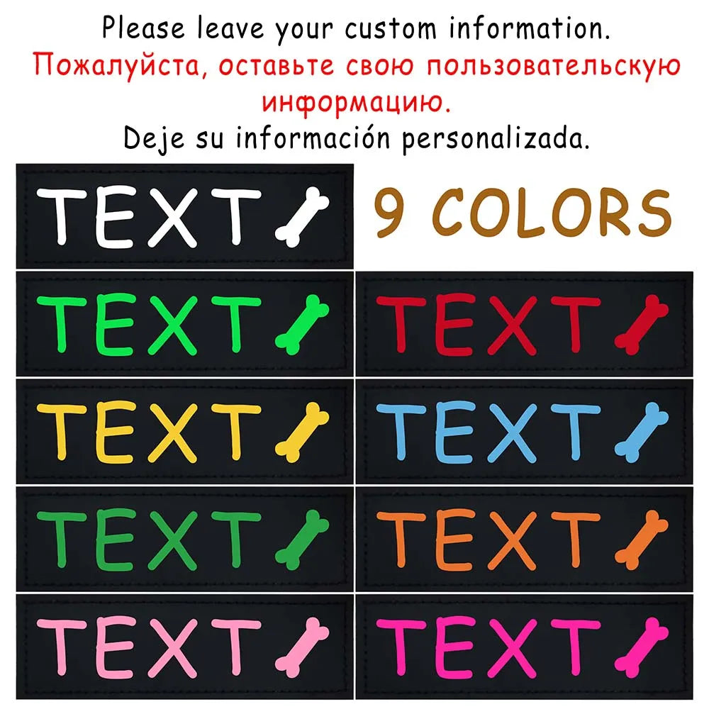 2 PCS Personalized Dog Name Labels Colorful Pattern Pet Harness Custom