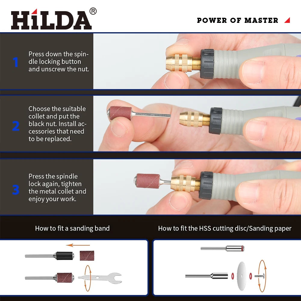 HILDA 18V Engraving Pen Mini Drill Rotary Tool With Grinding