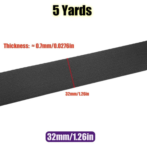 5 Yards 10-50mm Black Nylon Webbing Tape Backpack Strap Pet Collar