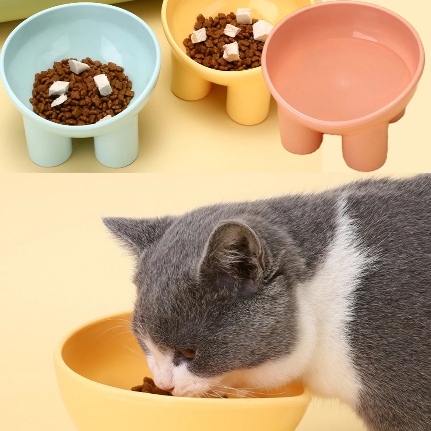 Portable Anti-Drop Cat Dog Pet Feeding Bowl - Food And Water Feeder