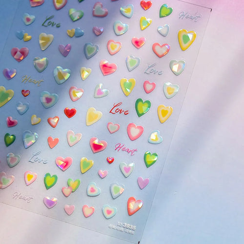 1pcs Jelly Nail Stickers Shiny French Ice Crystal Stars Love Self