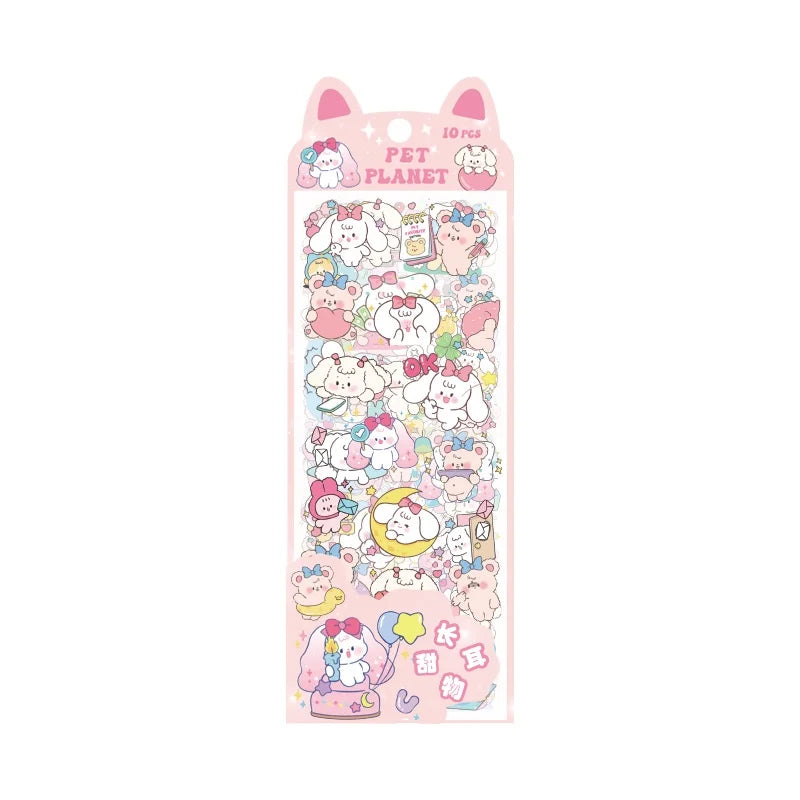 10Sheets Pet Planet Series Cartoon Transparent Waterproof PVC Ledger