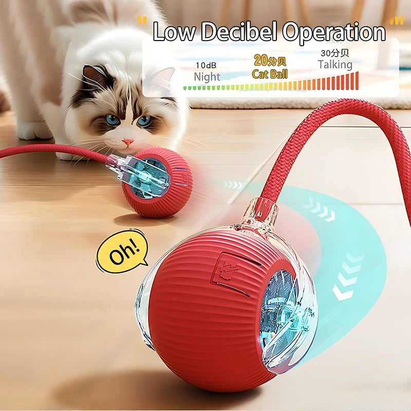 Cat Interactive Ball Toys Automatic Rolling Ball Faux Tail