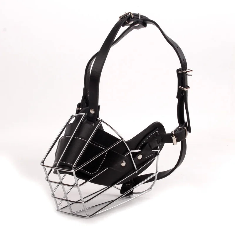 Dog Muzzle Anti Biting Pet Mouth Mask Adjustable & Breathable Leather