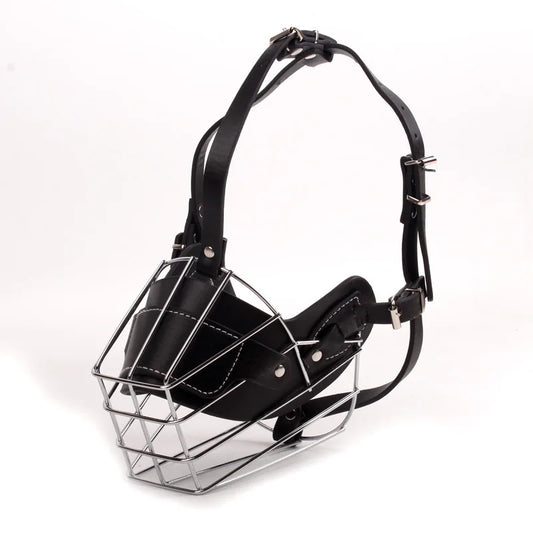 Dog Muzzle Anti Biting Pet Mouth Mask Adjustable & Breathable Leather