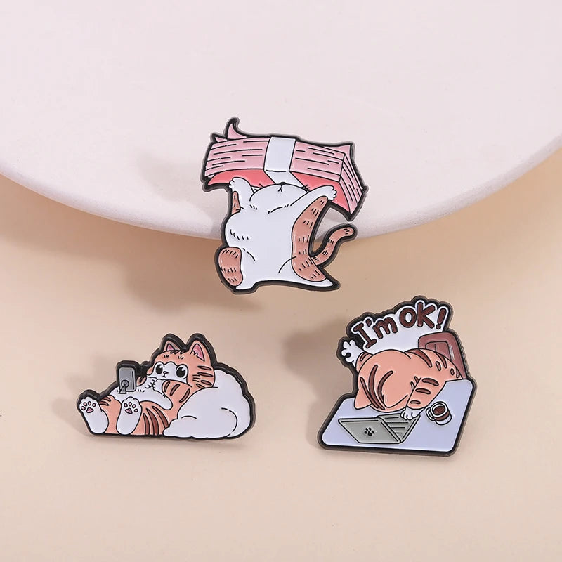 3-10pcs/set Cute Animal Enamel Pins Pet Dogs Raccoon Red Eared Rabbit