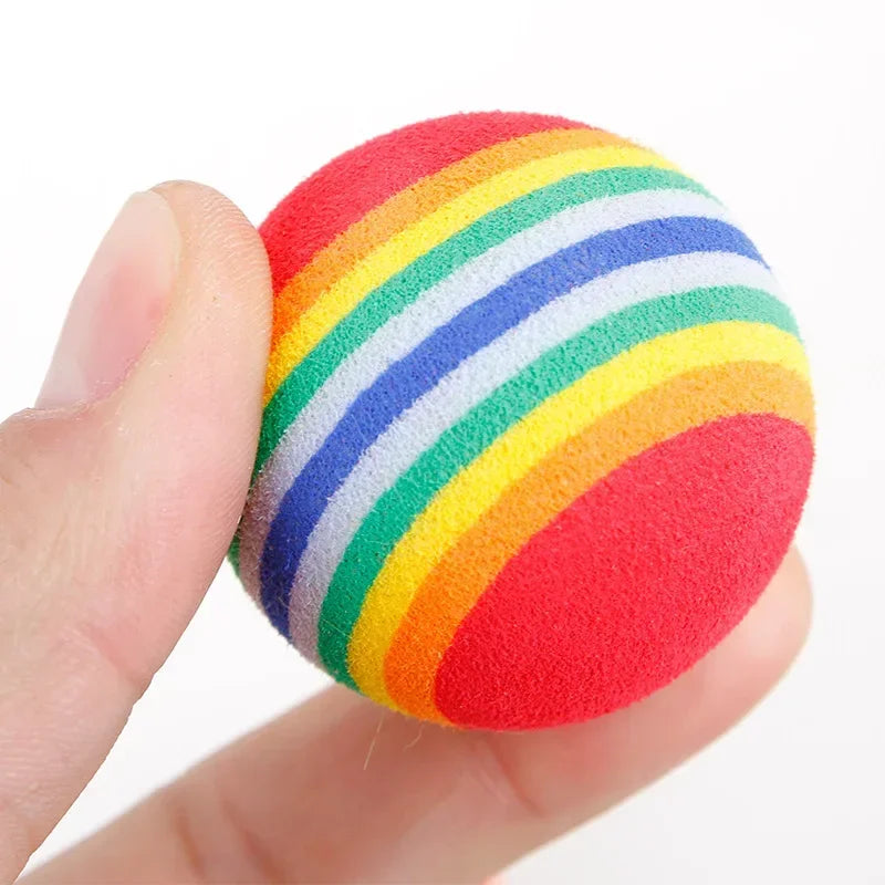 10PCS/5PCS Rainbow Cat Toys Ball Interactive Cat Dog Play Chewing
