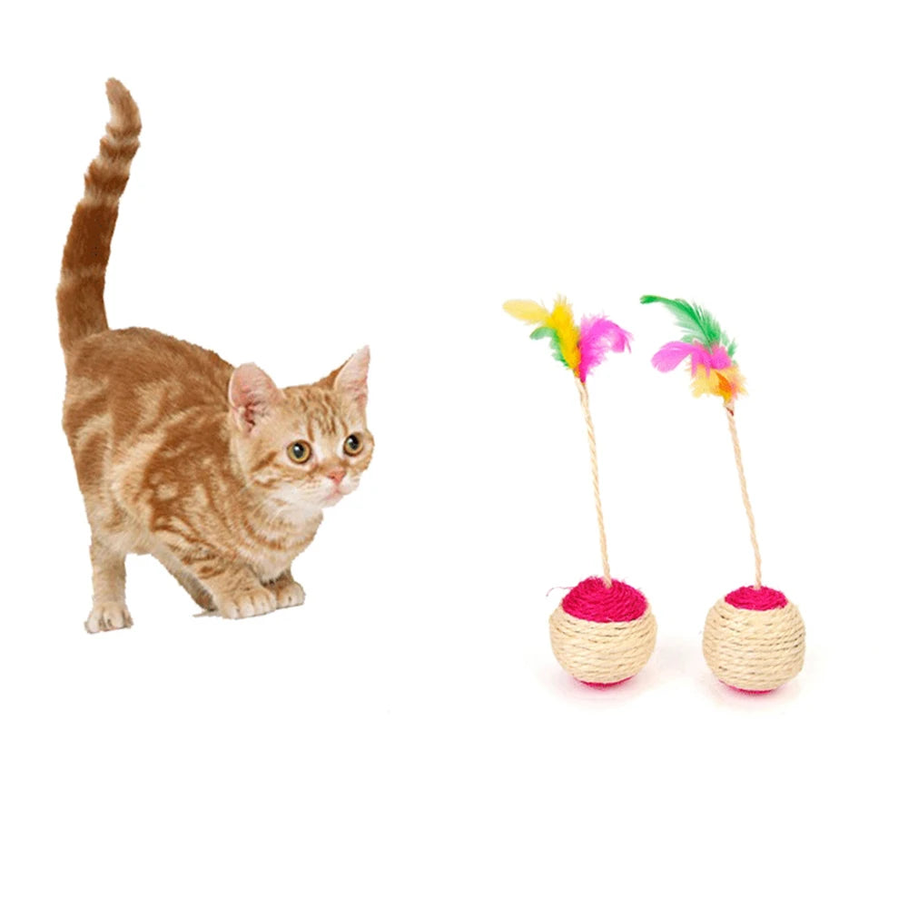 1PC Pet Cat Toy Colorful Feather Blanket Ball Grinding Claw