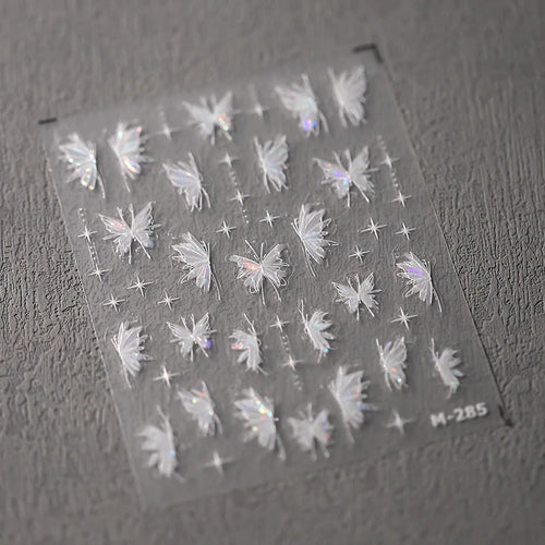1Pcs 5D Embossed Aurora Butterfly Nail Art Stickers Self Adhesive