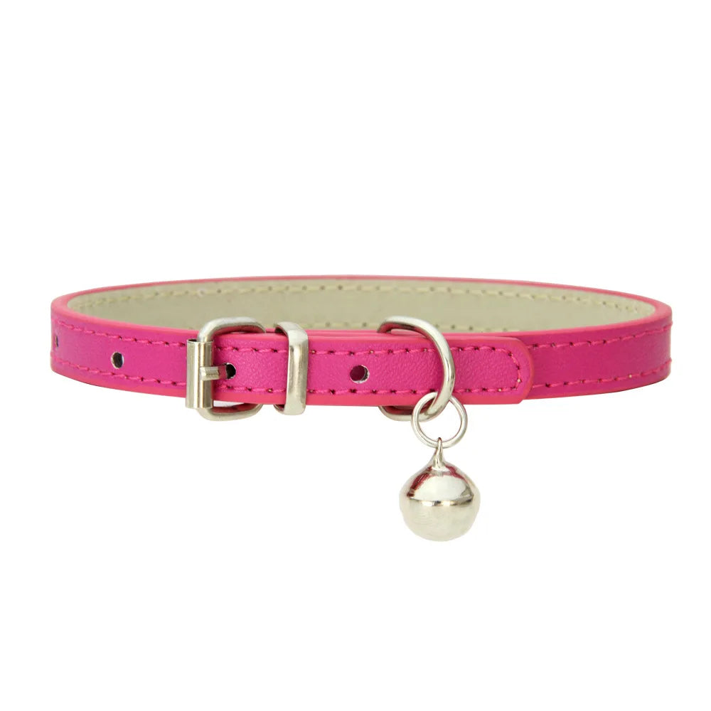 Adjustable PU Leather Cat Collar - Durable, Stylish Pet Collar with