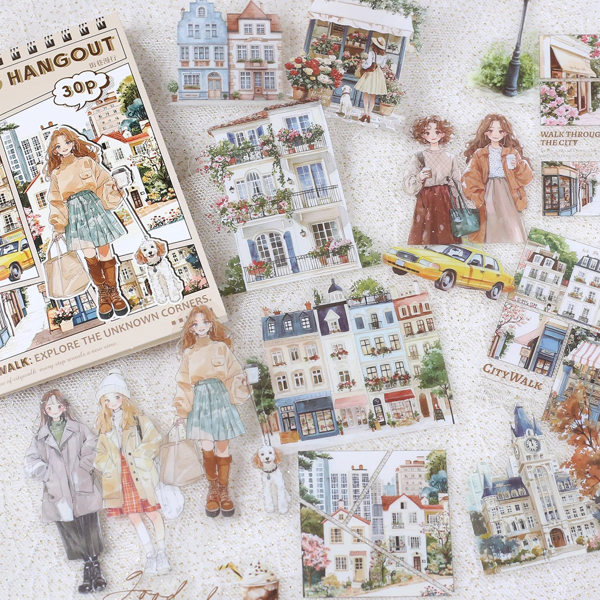 30PCS PET Decoractive Material Sticker Pre-Cut Journaling Sticker