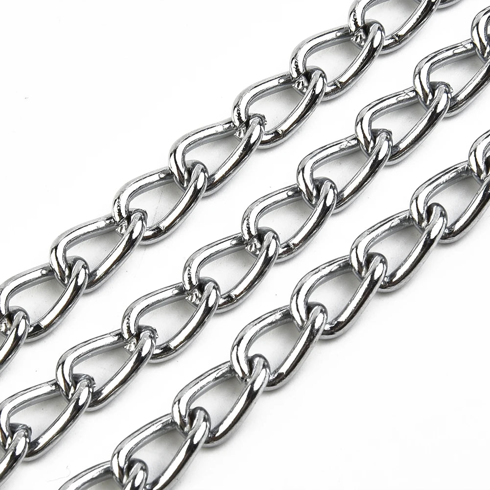 Metal Chain Dog Lead With Leather Style Handle Strong Control Leash