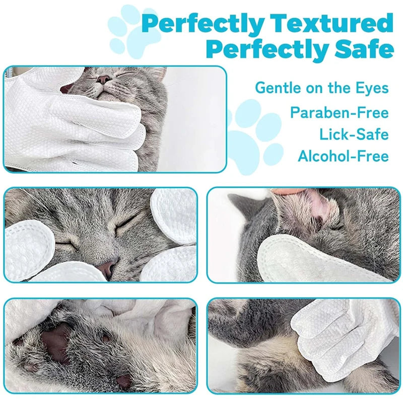 6Pcs Pet Wipes Gloves Free Cleaning Dog & Cat Wipes Puppies and