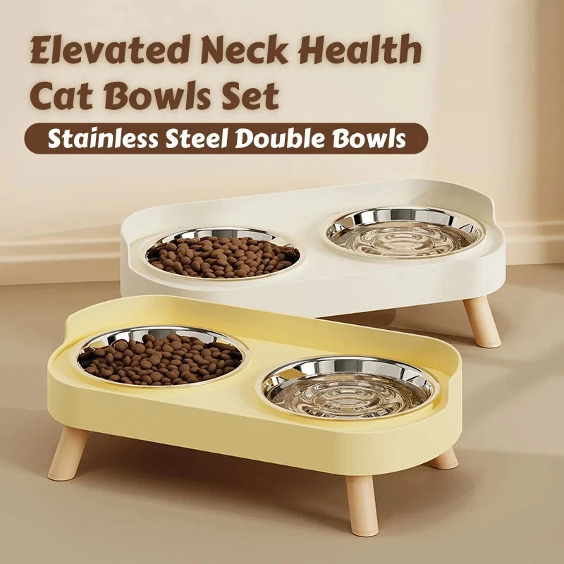 Dopamine Colorful Elevated Pet Feeder: Dual Stainless Steel Bowls with